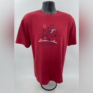 Life Is Good Golf “Jake Golfing” Dark Red Washed‎ Tee T-Shirt Men’s Size XL